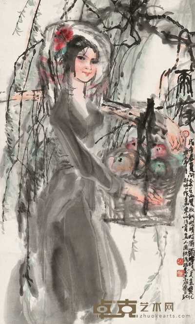 石齐 1978年作 雨后 立轴 96.2×58cm